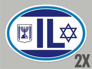2 Israel IL OVAL stickers flag decal bumper car window code vinyl sticker CL030 - Imagen 1 de 1