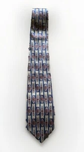 Neil Martin Men's Necktie Brown with Blue Geometric Pattern Silk 56" x 3.25" - Picture 1 of 6