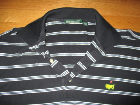MASTERS Augusta Flag Embroidered Button-Down (LG) Polo Shirt Black / Gray Cover