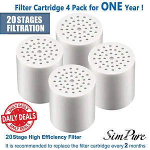 Paquete de 4 cartuchos de repuesto de filtro de ducha de 20 etapas, filtro de ducha para agua dura - Imagen 1 de 12