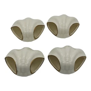Vintage Mikasa Porcelain Clam Seashell Napkin Ring Set of 4 Ivory With Gold Trim - Picture 1 of 6