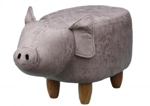 Reposapiés de diseño animal gris reposapiés de cerdo taburete grande de madera para adultos y niños - Imagen 1 de 3