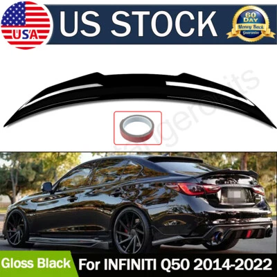 FOR INFINITI Q50 PSM STYLE GLOSSY BLACK HIGH KICK DUCKBILL TRUNK SPOILER 14-2022 Foto 1 de 4