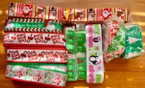 Lotto 10 nastri artigianali albero di Natale Babbo Natale canna caramelle pinguini grosgrain - Foto 1 di 2