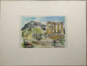 Franz Ehmke 1928 -2018° Greece Acropolis After Korfu Columns Signed - Picture 1 of 5