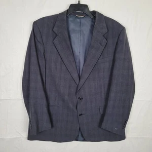 Vintage Christian Dior Monsieur Navy Blue Plaid Men's Wool Blazer 46R *read* - Picture 1 of 16
