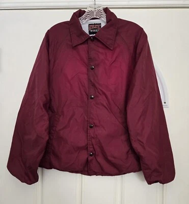 VTG 80s-90s ATHLETIC WORKS Jacket Men M Maroon Snap-Up Lined Lightweight USA - Image 1 of 4