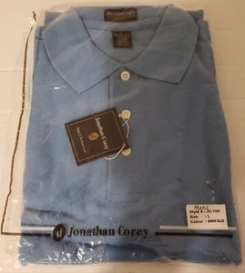 Jonathan Corey Mens Shirt LARGE Collared Short Sleeve 100% Pima Cotton 3 Butto - Picture 1 of 6