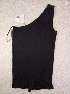 ¡NUEVO CON ETIQUETAS! Mono mameluco FOREVER 21 grande para mujer negro sin costuras de un hombro - Imagen 1 de 3