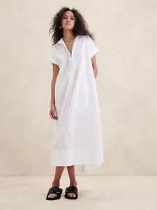 Banana Republic Cruz Poplin Maxi Dress White NWT $160 S/M Petite - Picture 1 of 5