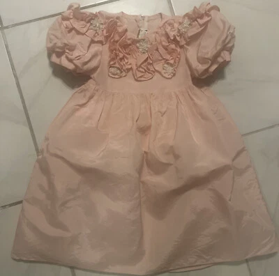 VTG Jessica McClintock Girls Party Dress SZ 5 Pink Satin Cap-Sleeve tafetta - Image 1 of 4