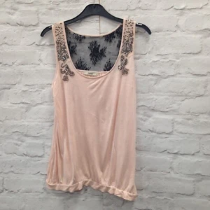 Oasis. Peach vest with Diamonte detail & Mesh floral back. Size M. - Picture 1 of 4