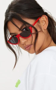 2 X RED HALF LENS SUNGLASSES FRAME RIRI RETRO VIBES 90S MIAMI STYLE PLT ZARA UK - Picture 1 of 2