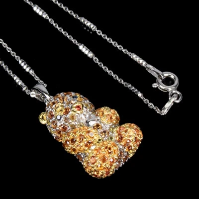 925 Sterling Silver Necklace Round Sapphire Natural Gemstone Jewelry 16inches - Image 1 of 4