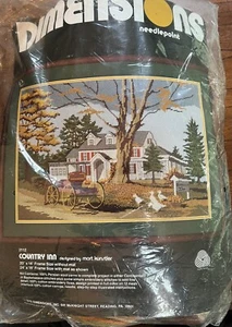 Dimensions 1979 Pure Wool Needlepoint Kit 2112 Country Inn Mort Kunstler - Picture 1 of 5