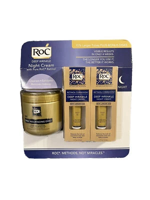 ROC Deep Wrinkle Night Cream w/Two 1.1oz Tubes + 28 Daily Resurfacing Disks Set - Image 1 of 3