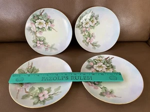 Antique THOMAS BAVARIA Floral Porcelain Plates 6.5” ~ Hand Painted ~ Set Of 4 - Picture 1 of 8