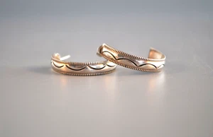 ORECCHINI MEZZO CERCHIO IN ARGENTO STERLING NAVAJO INDIANI NATIVI AMERICANI - 925 - 1" - Foto 1 di 6