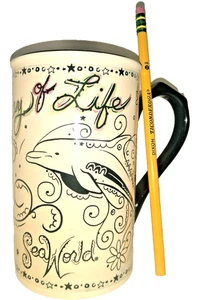 Vtg Busch Gardens SeaWorld Dolphin 🐬 Happiness Is A Way Of Life Coffee Tall Mug - Imagen 1 de 8