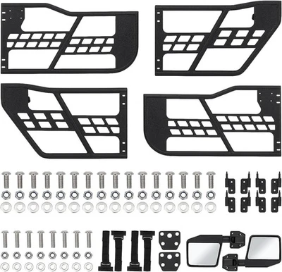 Front+Rear Side Tube Doors & Side View Mirrors For 2007-2018 Jeep Wrangler JK Foto 1 de 4