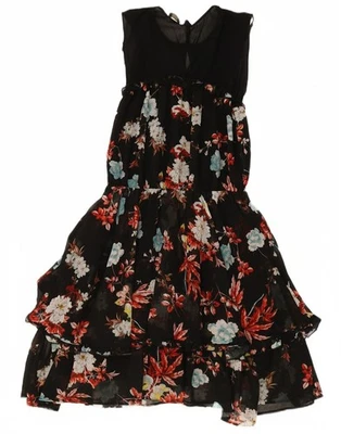 Vestido PINKO para mujer sin mangas en capas Reino Unido 10 pequeño negro floral poliéster AP06 Foto 1 de 4