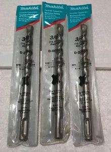 3pc MAKITA D-00929 3/8" × 6-1/4" SDS SHANK ROTARY HAMMER DRILL BIT SET - Picture 1 of 5