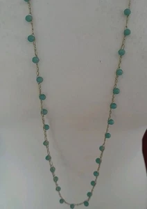 Turquoise Blue and Gold Decorative Beaded Necklace - Picture 1 of 8
