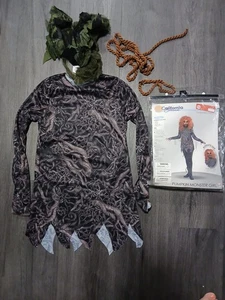 New Pumpkin Head  Scarecrow Girls Halloween Costume Large  10-12 No Mask Read - Picture 1 of 16
