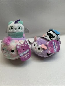 Lote-2-Squishville Mini Squishmallow en Vehículos Blanco Naranja Lindo - Conjunto con etiqueta - Imagen 1 de 13
