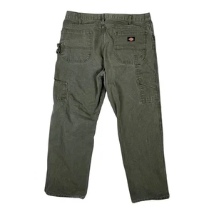 Vintage Dickies Carpenter Pants Faded Olive Green Size 38x30 Canvas Workwear - Picture 1 of 8