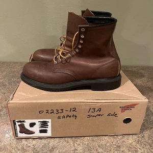 Red Wing Herren 8 Zoll SuperSole 2233 Sicherheit Stahlkappe Arbeitsstiefel Größe 13 A USA - Bild 1 von 13
