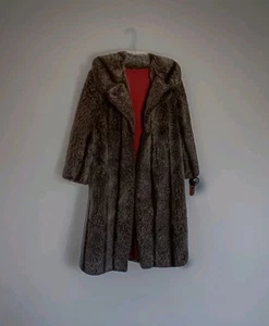 Vintage 1950 Faux MINK FUR COAT JACKET WOMEN SIZE 10/ 12 Grey Lined Pockets - Picture 1 of 14