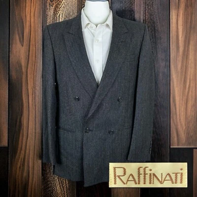 Blazer Raffinati Para Hombre 40R Gris Oscuro Franela Doble Pecho De Colección Foto 1 de 4