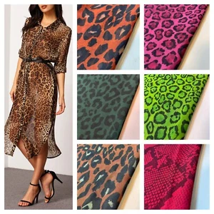 Floral / Leopard Chiffon Material Dress Drape Craft Costume Fabric 44" Meter - Picture 1 of 91