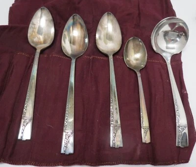 Lot of 5 Vintage Serving Pieces 1938 Caprice Nobility Plate Art Deco Floral - - Image 1 of 4