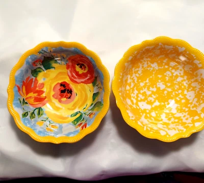 NUEVO CON ETIQUETAS 2-Pioneer Woman 5.25 Dip/Prep Delaney cuencos de melamina amarilla Foto 1 de 4