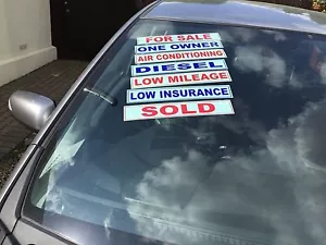 Car sales self cling window screen stickers displays slogans pack of 20 - Picture 1 of 2