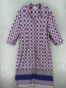 CHICOS Dress Womens Sz 12 14 Geo Print 3/4 Sleeves Button Down Shirt Lagen - Picture 1 of 11