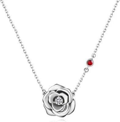 Collar colgante de plata esterlina circonita cúbica con flor joyería regalo para mujer - 18" Foto 1 de 4