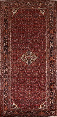 Vintage Geometric Hamedan Area Rug 5x11 Wool Hand-knotted Traditional Carpet - Image 1 of 4