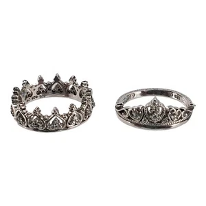 Crown & Tiara Sterling Silver Rings - Size 6 Crown & Size 5.5 Tiara - Picture 1 of 11