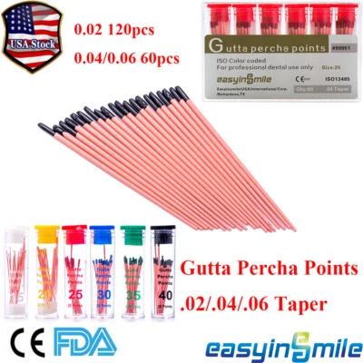 Dental Gutta Percha Points Endodontic .02/.04/.06 Taper Root Canal #15-#40 Endo - Image 1 of 4