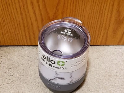 Vaso de acero inoxidable Ello Spirit 12 oz mármol gris y blanco montaña rusa incorporada Foto 1 de 4