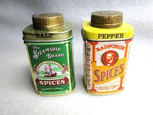 VNTAGE Metal Salt & Pepper Shakers - Replica Spice Tins Bradford & Sheamship - Picture 1 of 4