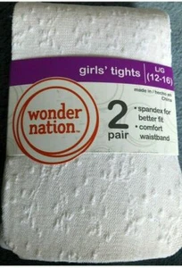 Medias Wonder Nation para niñas 2 pares talla L (12-16) spandex/cintura cómoda - Imagen 1 de 2