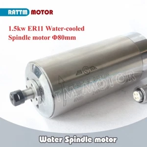 1.5KW ER11 Water Cooled Cooling Spindle Motor 24000rpm 80mm 220V CNC Mill Grind - Picture 1 of 3