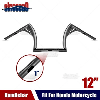 Gloss Black 12" Rise Ape Hangers Handlebar For 1975-2013 Honda Goldwing Shadow - Image 1 of 4