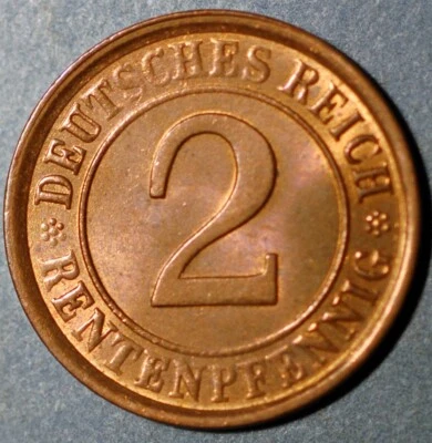 Germany Weimar Republic 2 Reichspfennig 1924 A KM# 38 - Image 1 of 2
