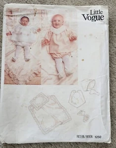 Vintage Little Vogue 1250 Baby Dress Layette Bonnet Shoes Christening Infant - Picture 1 of 2
