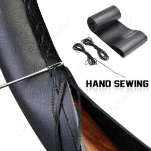 14.5-15" DIY Steering Wheel Cover Genuine Leather For CHEVROLET Black New - Bild 1 von 11